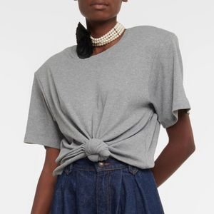 Magda Butrym Gray Cropped T-Shirt, Size Small